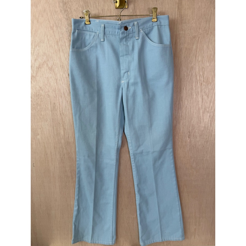 Wrangler Womens Baby Blue High Waisted Pants 32x31 Made in USA Vintage Straight